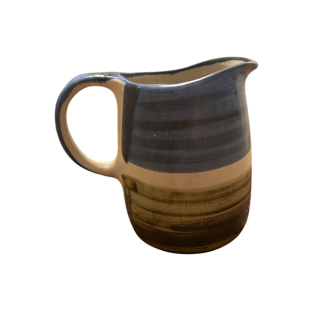 Chatham Potters USA 7" Blue Green Stripe numbered 12 pitcher hostess gift dining